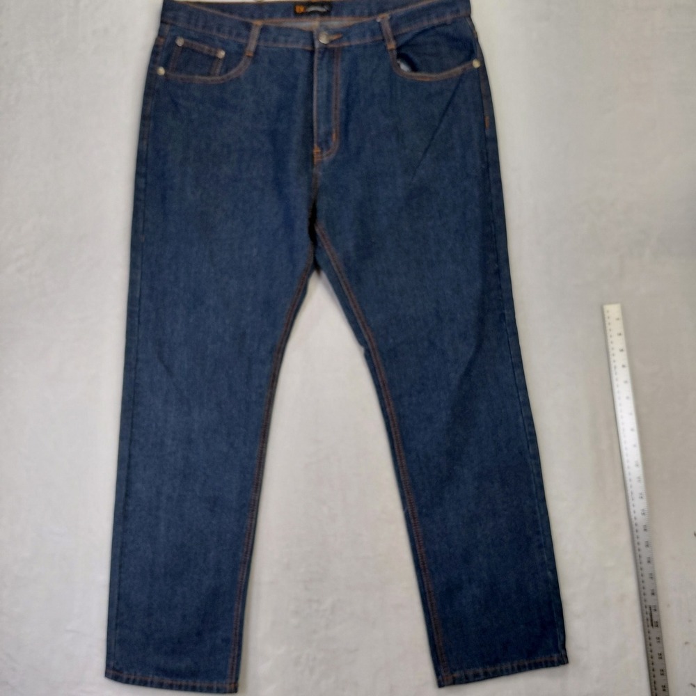 Denim Culture Mens Straight Leg Dark Wash Blue Jeans 38x32 DC Casual Denim